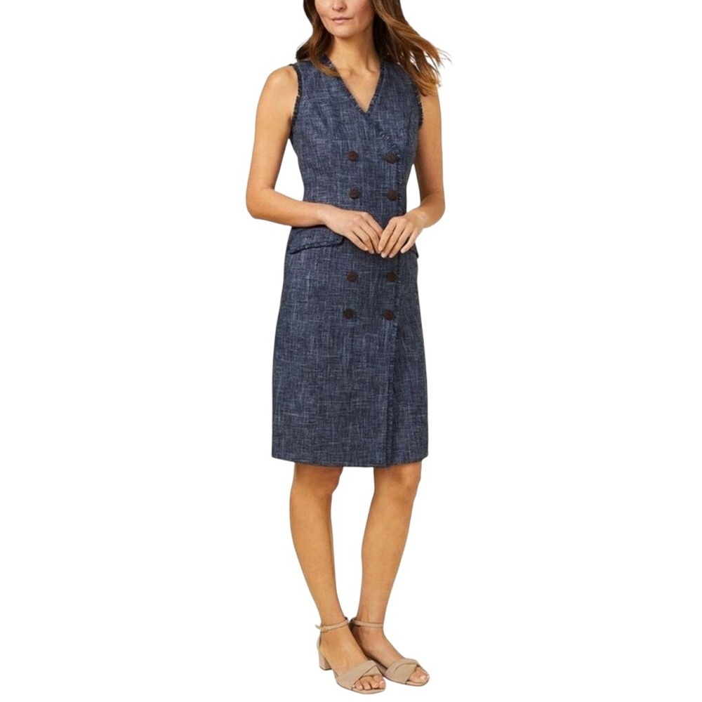 J. McLaughlin- Pia Dress Sleeveless Blue Button-Down Dress Sz 2